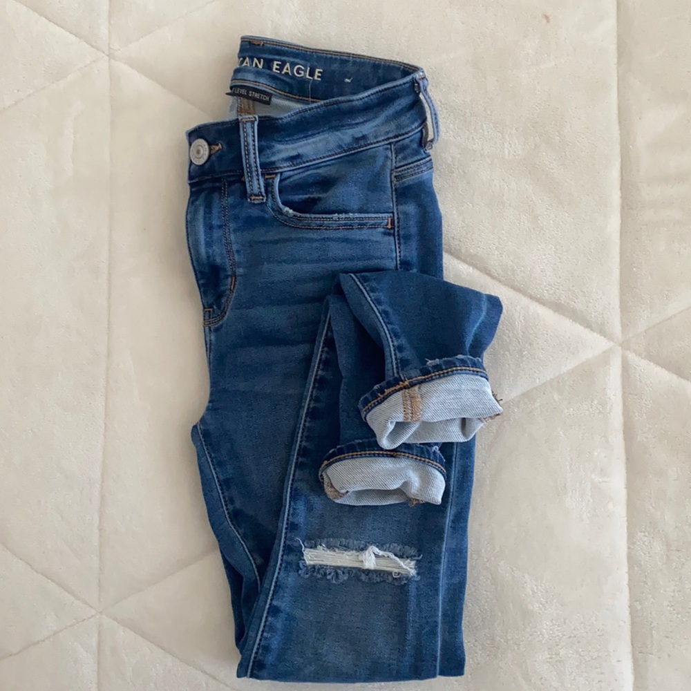 High Rise Distressed American Eagle Jeggings